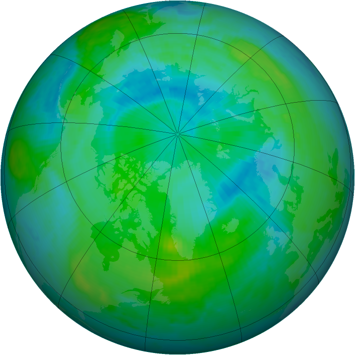 Arctic ozone map for 21 August 1997
